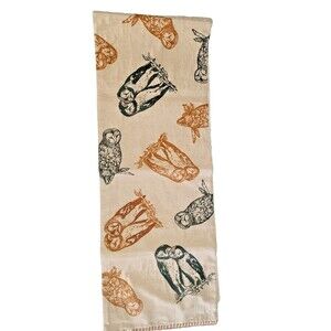 At Home Owl Themed 72in Long x 13' wide Fall Table Runner New- Cotton/Linen